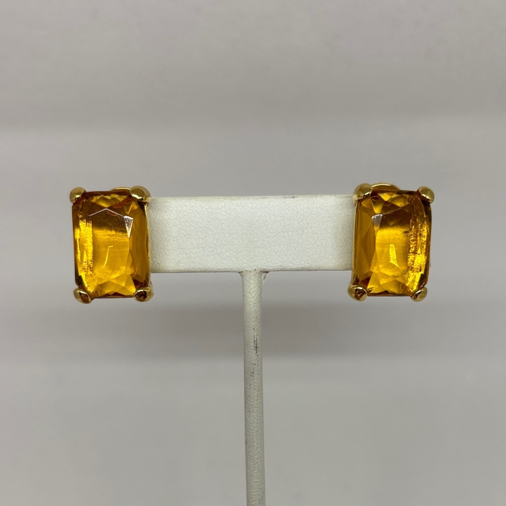 Joan Rivers Gold Plated and Amber Glass Earrings